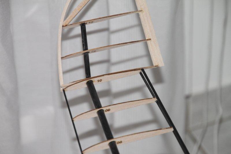 Das Ohr mit unverschliffenem Uebergang. <br />zu sehen auch die 2te Carbonleiste in der Querruderschraegung.