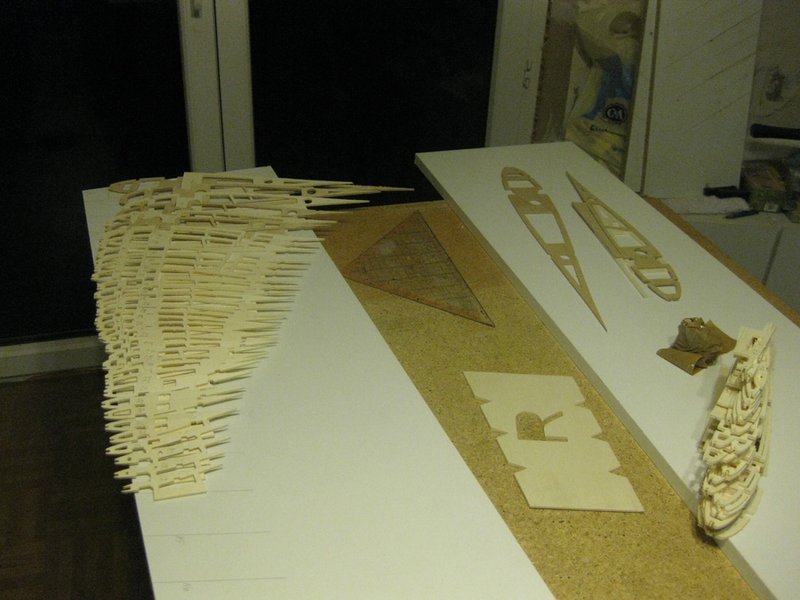 Rippen sortiert für den Flügelbeginn