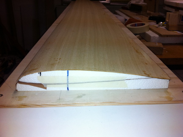 Oberseite beplankt, 0,8 mm Furnier und 100er Biaxial-Gelege