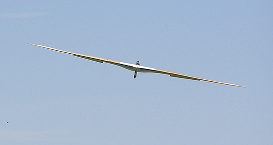 Uwes Ho IIIe im Landeanflug mit Butterflybremse